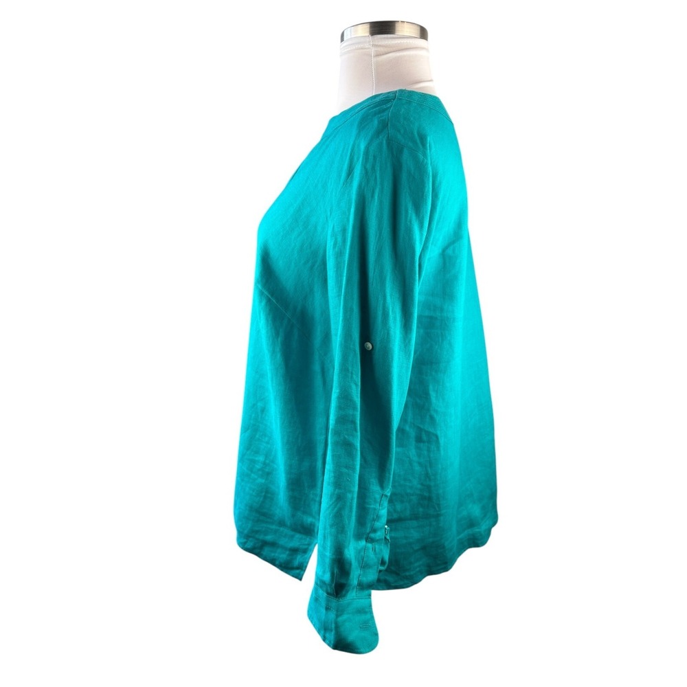 Lauren Ralph Lauren 100% Linen Top Split Neck Roll Sleeve Shirt Plus Size 1X - Picture 5 of 10